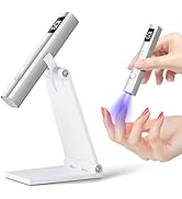 AIRSEE Cordless Nail Lamp with Stand, Handheld UV Light with LCD Display for Gel Nails,Rechargeab...