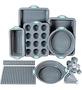 To encounter 8 in 1 Silicone Baking Set - 6 Silicone Molds - 2 Silicone Baking Mat, Nonstick Cook...