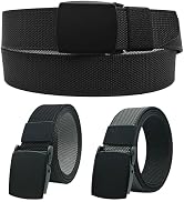 JIFANPAUL Reversible Nylon Belt for Men – Dual-Sided Black & Gray, Metal Clamp Buckle, Holeless A...