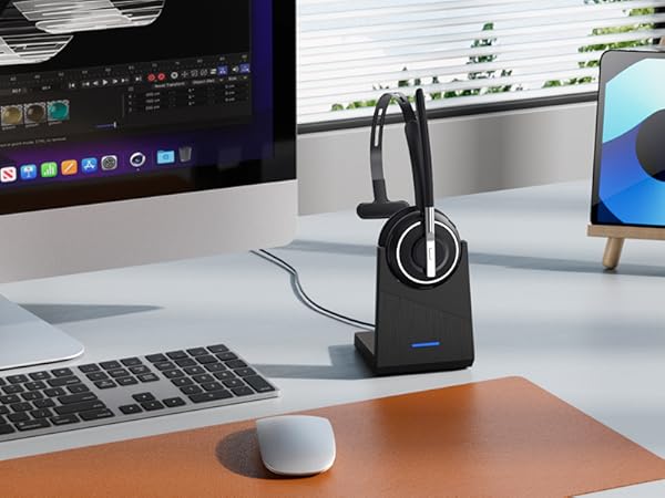 wireless usb headset with microphone background noise cancelling headset wireless work headset