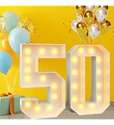 50 Light Up Numbers, Decorative Led Light Up Number Letters, 50th Birthday Party Decoration, Ligh...
