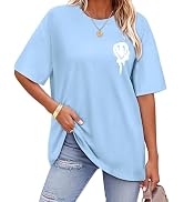 ADOREJOY Oversized Tshirts for Women Crewneck Summer Short Sleeve Loose Graphic Basic Tees