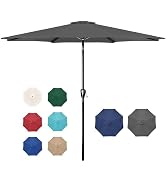 HealSmart 9ft Patio Push Button Tilt/Crank, Outdoor Table Market Yard Umbrella with 8 Sturdy Ribs...
