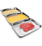 HULISEN Breading Trays Set of 3, Stainless Steel Breading Pans, Large | Dishwasher Safe, Interloc...