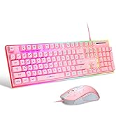 MageGee Gaming Keyboard and Mouse Combo, True RGB Backlit Membrane Office Keyboard, 104 Keys Meta...