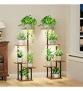 LATIBELL Plant Stand Indoor with Grow Light - 2 Pack Metal Plant Shelf for Indoor Plants Multiple...