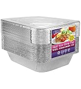Nicole Home Collection Aluminum Pans With Lids Half Size 9x13 Extra Heavy Duty, Disposable Foil P...