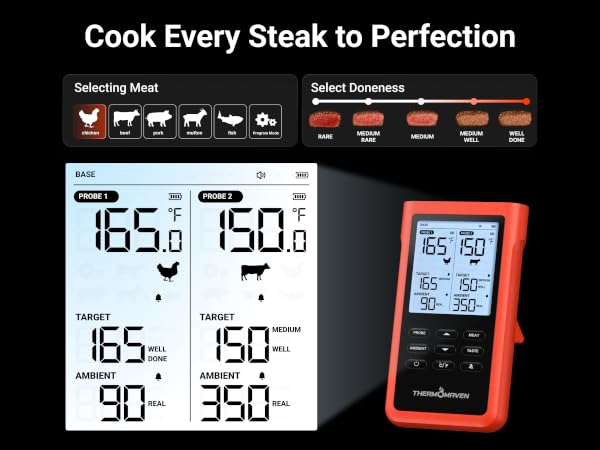 meat thermometer wireless meat thermometer digital grill thermometer meat probe smart wireless