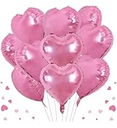 BEISHIDA 20 Pcs Heart Balloons 18 inch Metal Pink Heart Shape Foil Balloons Neutral Love Balloon ...