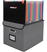 Vexalora File Organizer Box with Folder, 25 Pockets Accordion File Organizer with Colored Labels,...