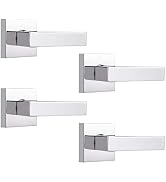 Probrico Square Interior Non-Turning Door Levers, Keyless Polished Chrome 1/2 Dummy Handles, Univ...