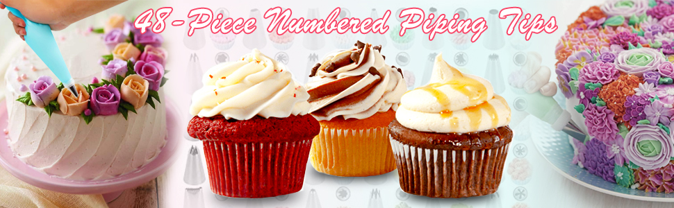 48-Piece Numbered Piping Tips