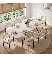 Extendable Dining Table with Leaf, 78"-110" Rectangular Sintered Stone, Marble-Look Top, Seats 6-...