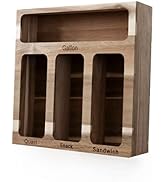 BakeBarn Acacia Wood Plastic Bag Storage Organizer with Assorted Sizes, Compatible with Ziploc Ga...