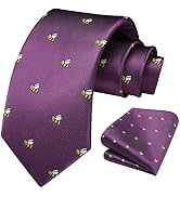 HISDERN Ties for Men Classic Animal Tie and Pocket Square Set Jacquard Woven Silk Neckties Handke...