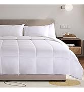 NEXHOME PRO Organic Natural Bamboo Cooling Comforter,White Super King Lightweight Down Alternativ...