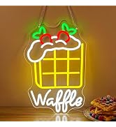 Astuddy Waffle Neon Sign – USB Powered LED Wall Light with Adjustable Dimmer, Fun Breakfast & Des...