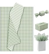 woric 80 Sheets Sage Green Gingham Tissue Paper for Gift Bags Checkered Tissue Paper Bulk for Art...