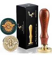 3D Embossed Bee Wax Seal Stamp - Brass Head with Wooden Handle, Making Wax Seals for Wedding Invi...