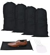 GONGKANGYUAN 4 Pack Shoe Bags for Travel Flannel Single Shoe Pouch with Drawstring for Men Women ...