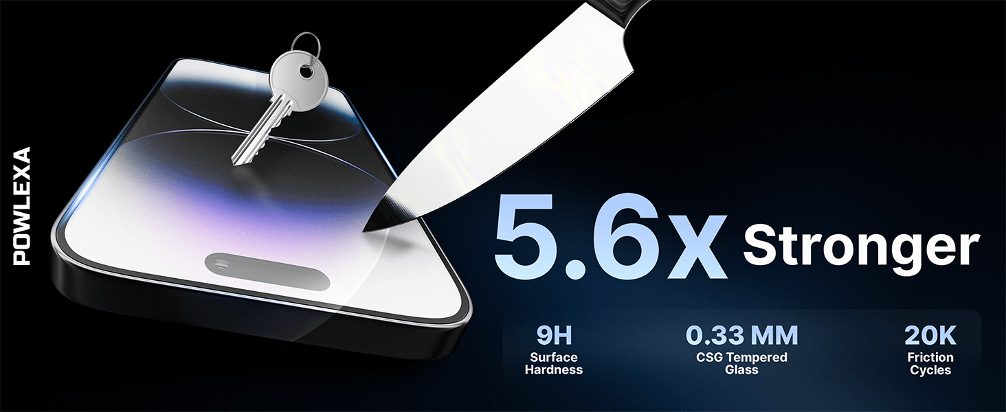 Powlexa iPhone 16 screen protector 9H tempered glass 0.33 mm ultra-strong scratch resistant durable