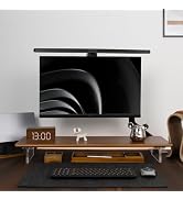 ROCDEER Bamboo Monitor Stand Riser with Acrylic Legs for Desk, 31.5 Inches Desktop Shelf Supports...
