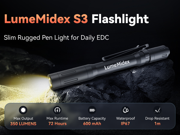 Pen Light, Pocket EDC Flashlight, Rechargeable, LED Pen Flashlight, Waterproof Flash Light