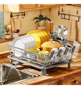 MOUKABAL Dish Drying Rack, Dish Rack, Stainless Steel Dish Racks for Kitchen Counter, Dish Draine...