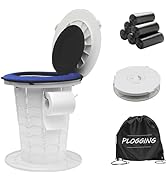 Upgraded Retractable Portable Toilet with Cushion, Adjustable Height Camping Toilets with Lid for...