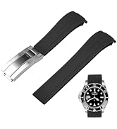 Juntan 20mm 22mm Curved End Rubber Watch Band, Tapered Silicone Curved Replacement Watch Strap fo...