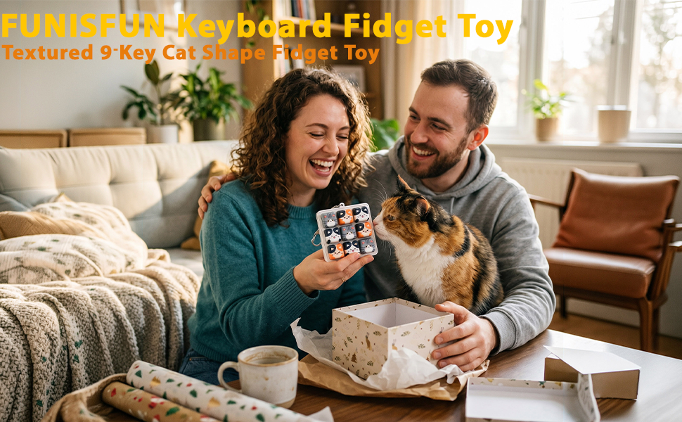 Textured 9-Key Cat Shape Fidget Toy
