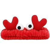 Tnyvm Red Crab Face Wash Headband Cute Soft Facial Makeup Hair Band Elastic Head Band Creative Ha...