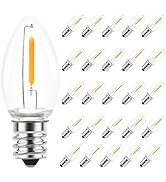 SOTOPOO 25 Pack LED C7 Light Bulbs - Clear Glass LED E12 Nightlight Bulbs, 0.6W Equivalent to 7W,...