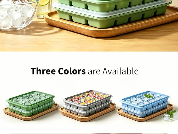 Azxb Ice Cube Trays with Lid, 2 Packs 30 Cubes Durable Stackable Flexible Silicone Ice Cube Trays