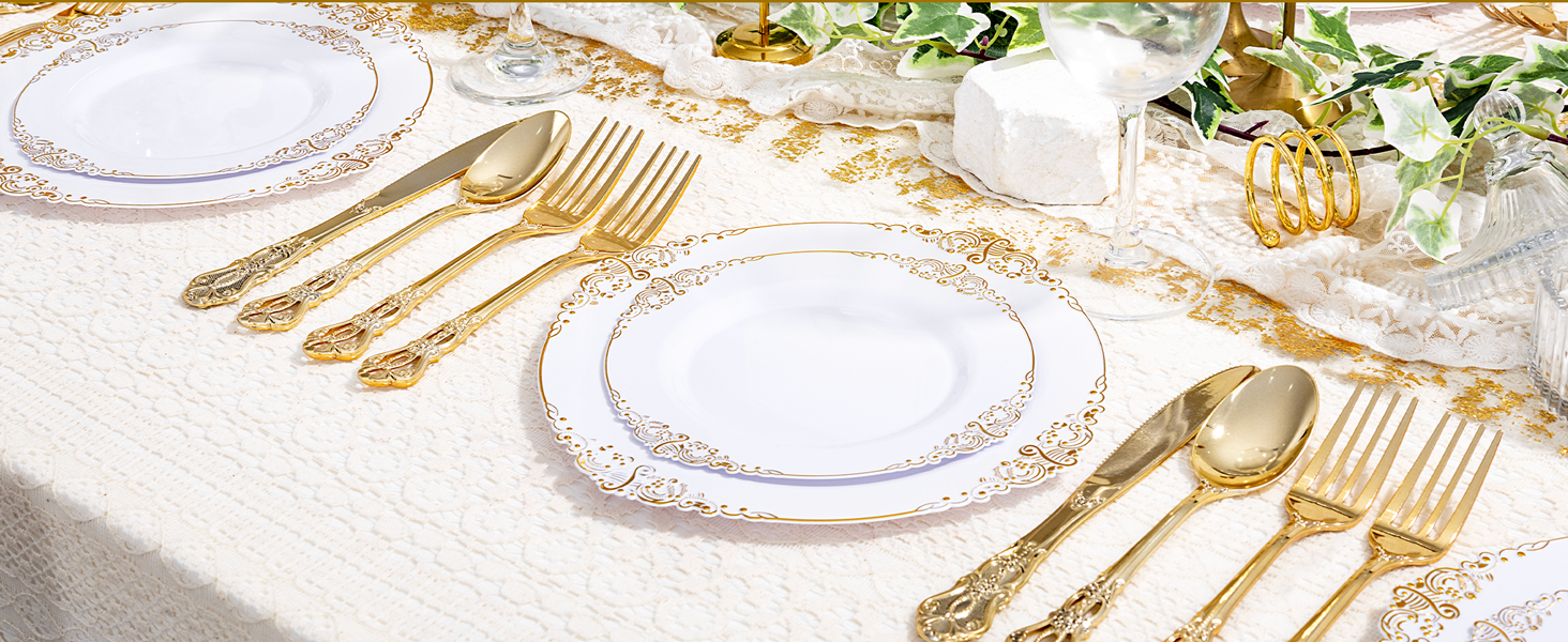Gold plastic silverware