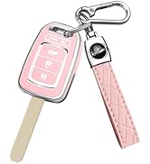 MILD EAST for Honda Key Fob Cover with Key Chain, 4-Button Soft TPU Key Case Shell Full Protectio...