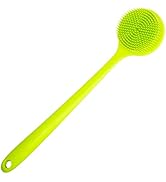 DNC Silicone Back Scrubber for Shower Soft Bath Body Brush with Long Handle (Green)