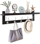 SMIBUY Coat Hooks with Shelf Wall-Mounted, 29.2 Inch Entryway Coat Rack for Wall, Bamboo Hanging ...