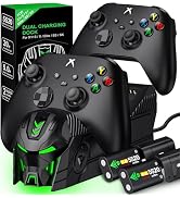 Rechargeable Xbox One Controller Charger Station with 2X 5520mWh Battery Pack Accessories Storage...