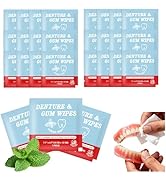 Denture Cleaner Wipes Disposable Teeth Gum Retainer Wipe Oral Care, Tooth Gums Cleaning Dental De...