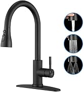 Matte Black Kitchen Faucet with Pull Down Sprayer - High Arc Stainless Steel Kitchen Sink Faucet,...