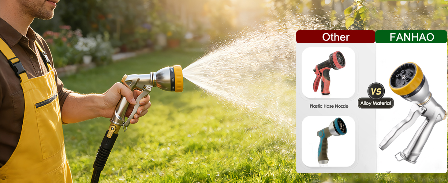 Heavy Duty Metal Garden Hose Nozzle with 7 Spray Patterns