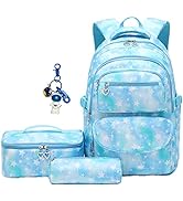 ZHANAO Daisy Prints Backpack Set with Lunch Kits Bookbag for Teenager Girls 3pcs Gradient SchoolB...