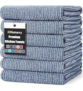 Homaxy Premium Kitchen Towels(18”x 28”, 6 Pack), Large Cotton Kitchen Hand Towels, Flat and Terry...