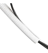 D-Line White Cable Tube, 3' 7" Flexible Cable Management Sleeve, Wire Organizer to Hide Cords fro...