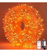 JMEXSUSS 400 LED Orange String Lights Indoor Outdoor Waterproof, 132 ft 8 Modes Halloween Lights ...