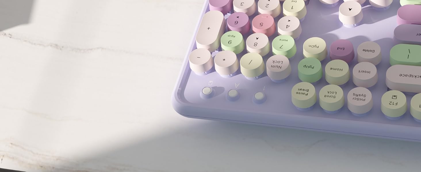 purple colorful wireless keyboard and mouse