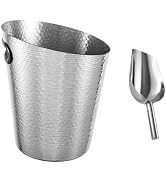 Stainless Steel Champagne Bucket with Ice Tongs - Stainless-Steel Beverage Tub - Diagonal Ice Buc...