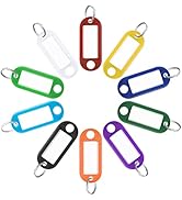 Uniclife 40 Pack Tough Plastic Key Tags with Split Ring Label Window, Assorted Colors