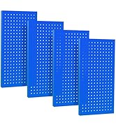 4 Pack Metal Pegboard Panels 24" x 12" Black Heavy Duty Steel Pegboard Wall Organizer, Garage Uti...